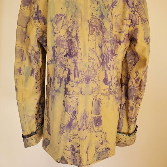 Burberry leather blazer jacket M L tan gray blue beige dyed rainbow purple ivory - Picture 16 of 16